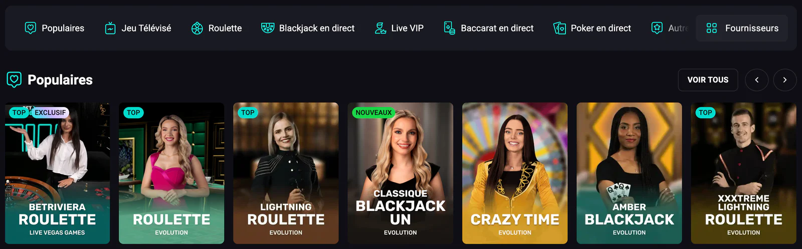 Blackjack en direct chez betriviera pour les joueurs de France — dont Evolution