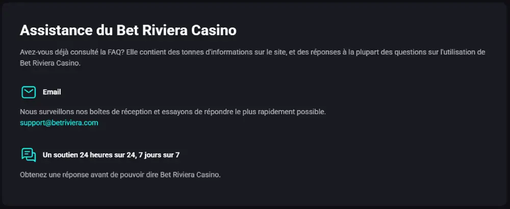 Service client de BetRiviera